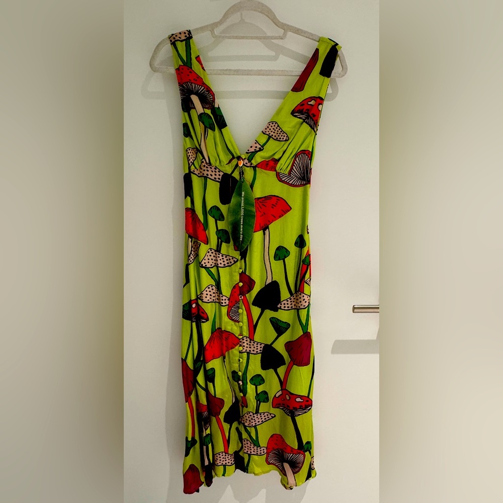 FARM Rio Green and Red Backless Dress